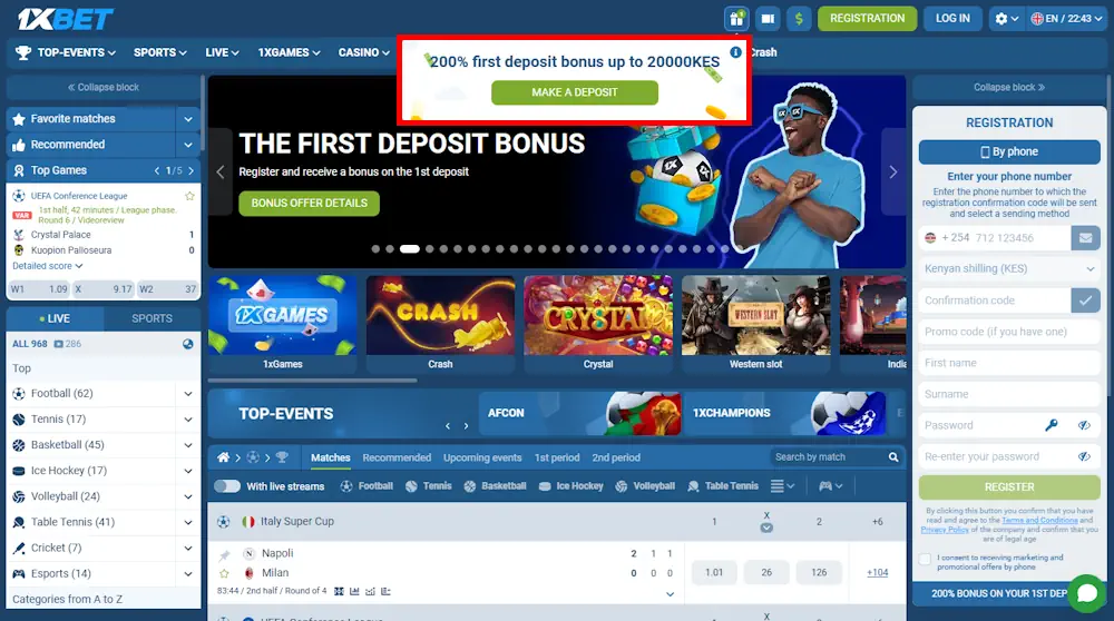 1xBet Sportsbook And Casino Screenshot